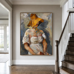 Golden Hat Figure Wall Art styled interior scene 2 | OILDECO