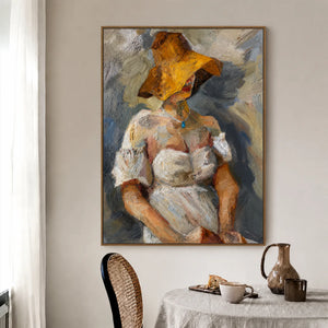 Golden Hat Figure Wall Art styled interior scene 3 | OILDECO