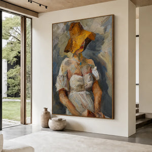 Golden Hat Figure Wall Art styled interior scene 5 | OILDECO