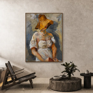 Golden Hat Figure Wall Art styled interior scene 6 | OILDECO