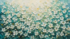 Original artwork view of Turquoise Meadow Floral Wall Art | Oildeco