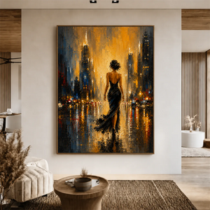 Gilded Boulevard Figurative Wall Art styled interior scene 1 | OILDECO