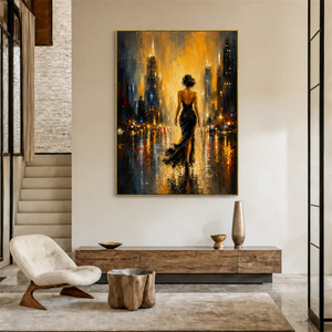 Gilded Boulevard Figurative Wall Art styled interior scene 4 | OILDECO