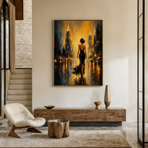 Gilded Boulevard Figurative Wall Art styled interior scene 5 | OILDECO