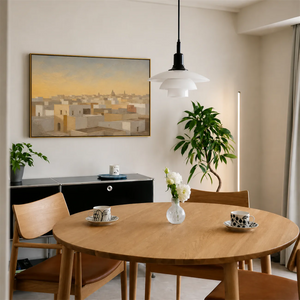 Sunlit Ivory Rooftops Wall Art styled interior scene 3 | OILDECO