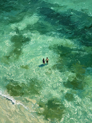 Emerald Tide Swimmers Wall Art artwork view | OILDECO