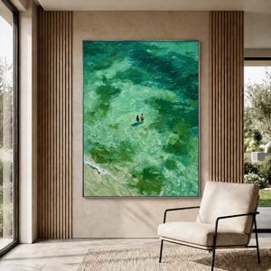 Emerald Tide Swimmers Wall Art styled interior scene 1 | OILDECO