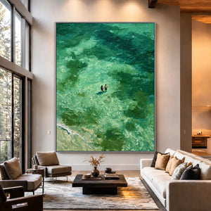 Emerald Tide Swimmers Wall Art styled interior scene 2 | OILDECO