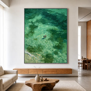 Emerald Tide Swimmers Wall Art styled interior scene 4 | OILDECO
