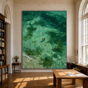 Emerald Tide Swimmers Wall Art styled interior scene 6 | OILDECO