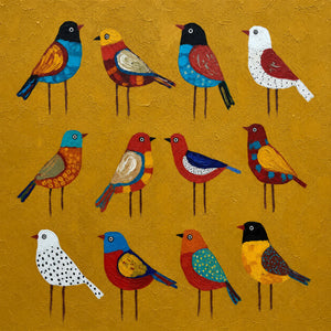 Golden Aviary Bird Wall Art artwork view | OILDECO