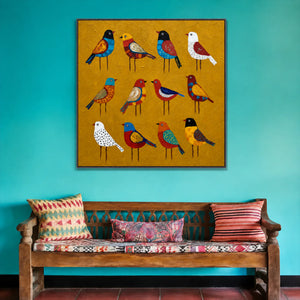 Golden Aviary Bird Wall Art styled interior scene 1 | OILDECO