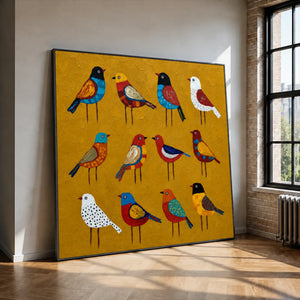Golden Aviary Bird Wall Art styled interior scene 2 | OILDECO