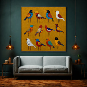 Golden Aviary Bird Wall Art styled interior scene 3 | OILDECO