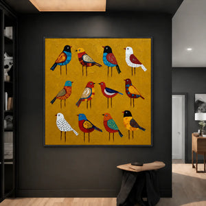 Golden Aviary Bird Wall Art styled interior scene 4 | OILDECO