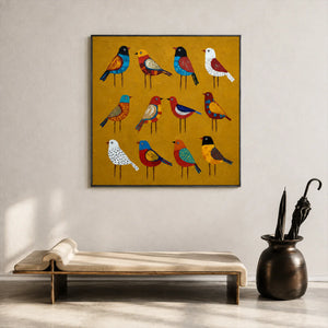 Golden Aviary Bird Wall Art styled interior scene 5 | OILDECO