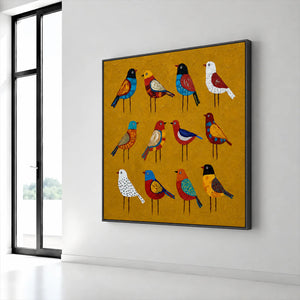 Golden Aviary Bird Wall Art styled interior scene 6 | OILDECO