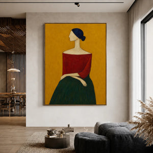 Scarlet Poise Figurative Wall Art styled interior scene 1 | OILDECO
