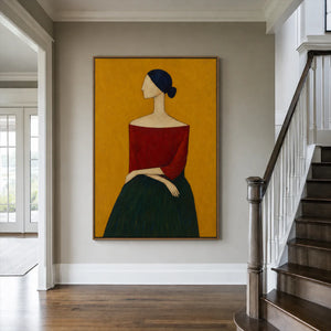 Scarlet Poise Figurative Wall Art styled interior scene 2 | OILDECO
