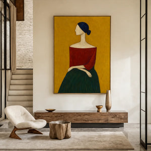 Scarlet Poise Figurative Wall Art styled interior scene 4 | OILDECO