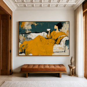 Golden Repose Figurative Wall Art styled interior scene 2 | OILDECO