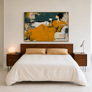 Golden Repose Figurative Wall Art styled interior scene 4 | OILDECO