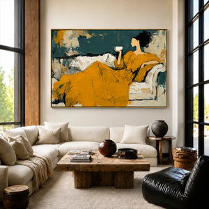 Golden Repose Figurative Wall Art styled interior scene 5 | OILDECO