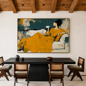 Golden Repose Figurative Wall Art styled interior scene 6 | OILDECO