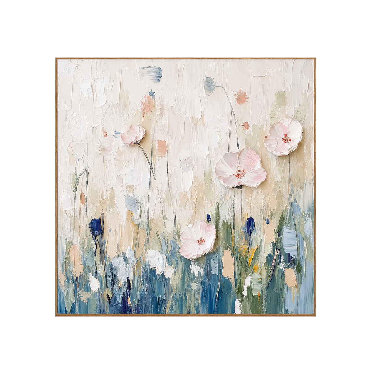 Blush Meadow Textured Floral Wall Art