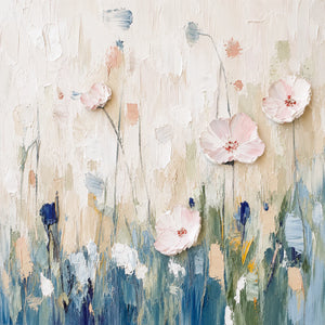 Blush Meadow Textured Floral Wall Art artwork view | OILDECO