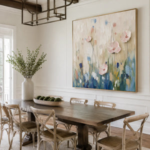 Blush Meadow Textured Floral Wall Art styled interior scene 4 | OILDECO