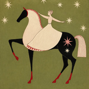 Celestial Rider Folk Horse Wall Art artwork view | OILDECO
