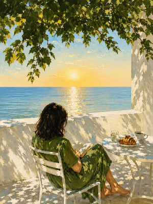 Seaside Morning Reading Wall Art artwork view | OILDECO