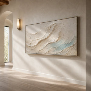 Seafoam Flow Textured Wall Art shown in a quiet home office | Oildeco