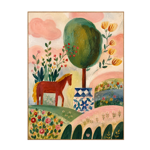Enchanted Horse Garden Folk Wall Art | OILDECO