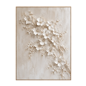 Ivory Blossom Branch Relief Wall Art | OILDECO