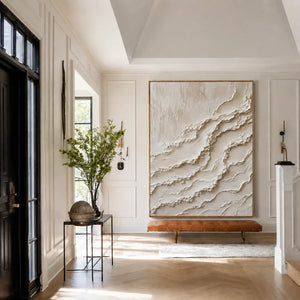 Ivory Cascade Textured Relief Wall Art styled interior scene 2 | OILDECO
