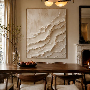 Ivory Cascade Textured Relief Wall Art styled interior scene 4 | OILDECO
