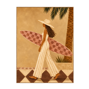 Golden Surf Stroll Figurative Wall Art | OILDECO