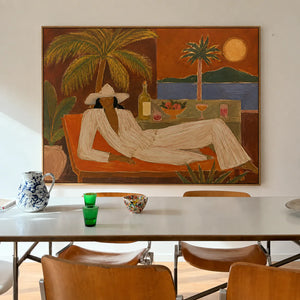 Sunset Terrace Leisure Figurative Wall Art styled interior scene 1 | OILDECO