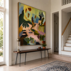Pastel Garden Passage Abstract Wall Art styled interior scene 2 | OILDECO