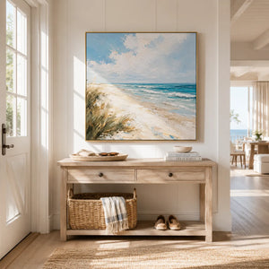 Shoreline Breeze Coastal Wall Art styled in a contemporary entryway | Oildeco