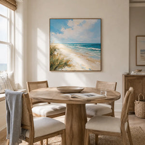 Shoreline Breeze Coastal Wall Art displayed in a bright dining room | Oildeco