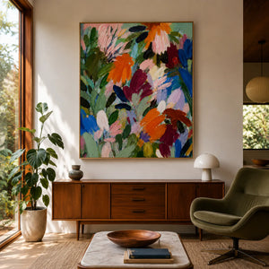 Wildflower Symphony Colorful Floral Wall Art styled interior scene 1 | OILDECO