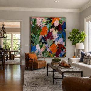Wildflower Symphony Colorful Floral Wall Art styled interior scene 3 | OILDECO