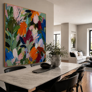 Wildflower Symphony Colorful Floral Wall Art styled interior scene 4 | OILDECO