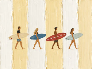Sunlit Surfers Textured Wall Art artwork view | OILDECO