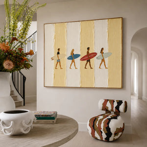 Sunlit Surfers Textured Wall Art styled interior scene 2 | OILDECO