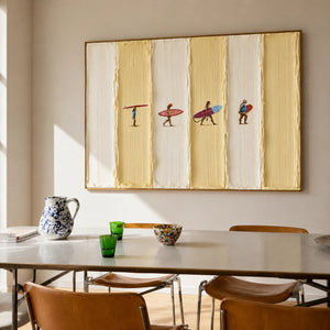 Sunlit Surfers Textured Wall Art styled interior scene 3 | OILDECO