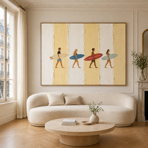 Sunlit Surfers Textured Wall Art styled interior scene 5 | OILDECO